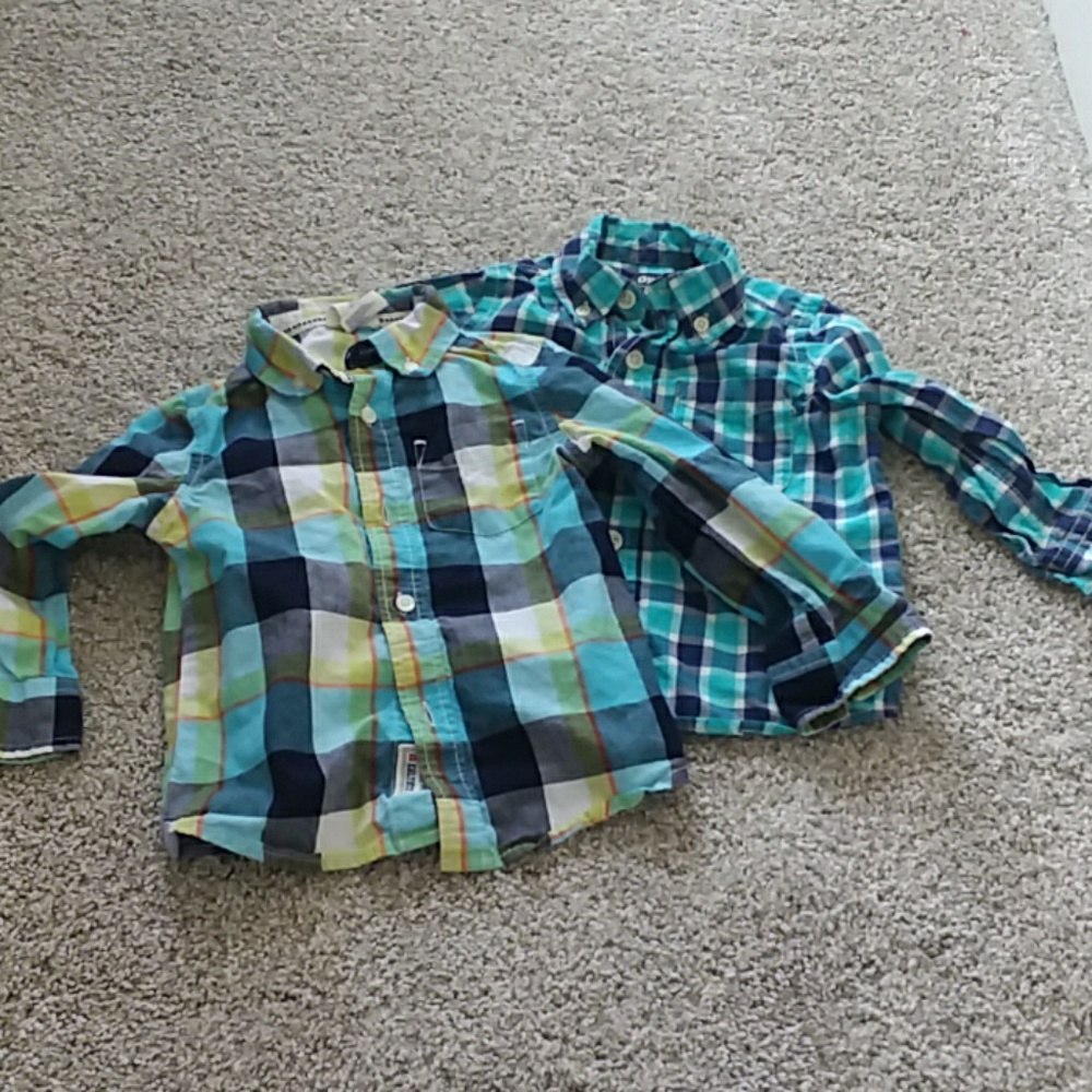 Two button down boy shirts size 2T